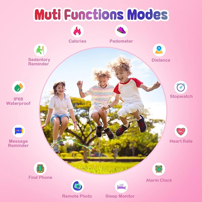 Smart Fitness Tracker Watch for Kids - Boys Girls Waterproof Smartwatch with Pedometer Heart Rate Sleep Tracking Alarm Clock Activity Tracker Calorie Step Counter Watch for Girls Boys Teens