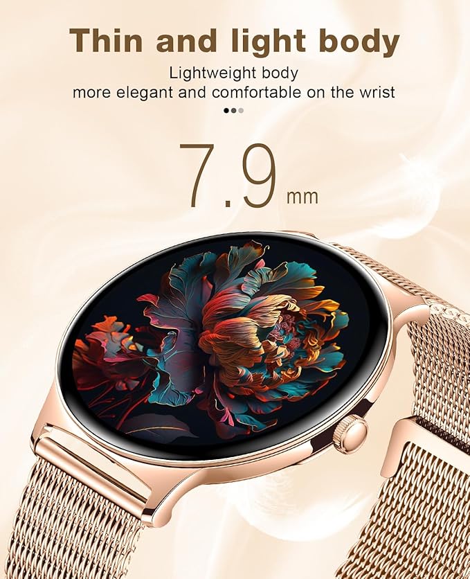 SOUYIE Smart Watches for Women, 1.43" AMOLED Display Fitness Tracker with Bluetooth Make/Answer Call, Heart Rate/SpO2/Sleep Monitor, 100+ Sports Modes, IP67 Waterproof Smartwatch for Android iPhone
