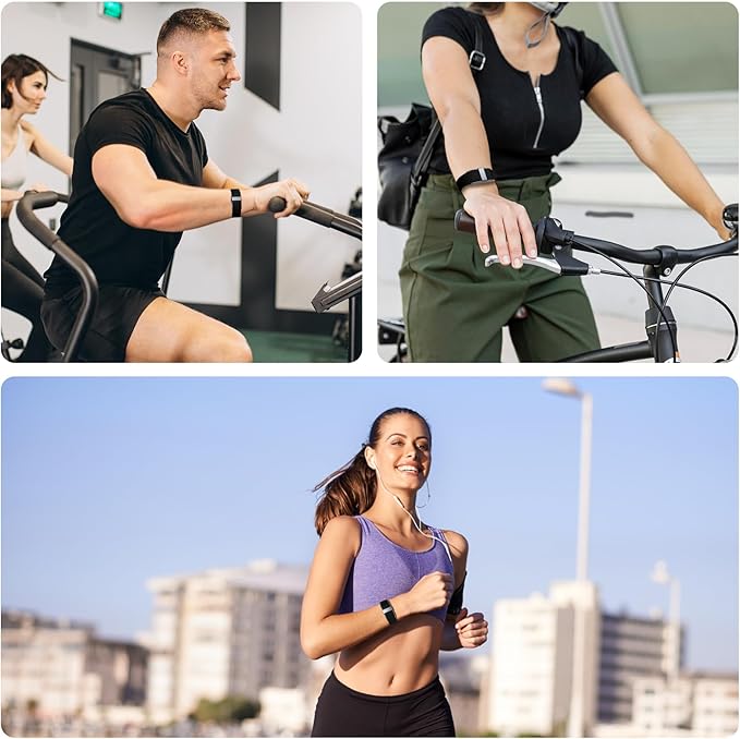 Smart Health Wristband, Health Fitness Tracker Screenless, Wearable Health Multiple Sports Mode, Automatic Monitoring with Pedometer/Sleep/Stress/Calories, IP68 Waterproof Free APP for Women Men Black