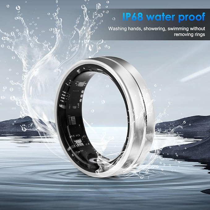 Smart Ring Fitness Tracker for Women Men - Waterproof Health Rings for Sleep Tracker, Heart and Blood Oxygen Monitor, Fitness Ring for Family Care, Health Monitor for Step and Calories Counter(7#)