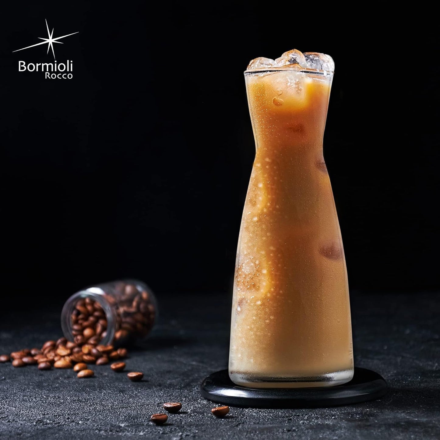 Bormioli Rocco Ypsilon Glass Carafe Set with Cork Tops, Set of 2-18.5 oz Contemporary Juice Containers & Drink Dispensers for Wine, Water, Milk - Dishwasher Safe Bar Glassware for Entertainment