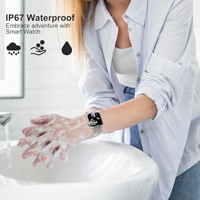 Smart Watch for Man Women Answer/Make Call, Fitness Watch with 120+ Sport Modes, IP67 Waterproof, Heart Rate/Sleep Tracker/Step Tracker/Blood Pressure Health Watch for Android iOS Phone (Silver)