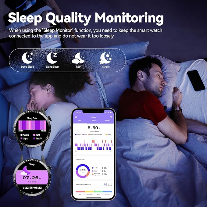 Smart Watch for Men with Answer/Make Calls, 1.39" HD Always Display Fitness Tracker Watch with Waterproof 190+Sports Modes Health Monitor Sleep Monitor for iOS Android (Black)