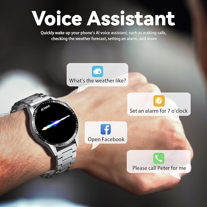 Smart Watch for Men with Answer/Make Calls, 1.39" HD Always Display Fitness Tracker Watch with Waterproof 190+Sports Modes Health Monitor Sleep Monitor for iOS Android (Silver)