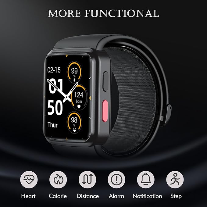 Smart Blood Pressure Monitor Watch with Inflatable Cuff- Accurate Health Tracking, Wrist BP Monitor, Blood Oxygen Monitoring and Heart Rate, Long Battery Life, Compatible with iOS and Android