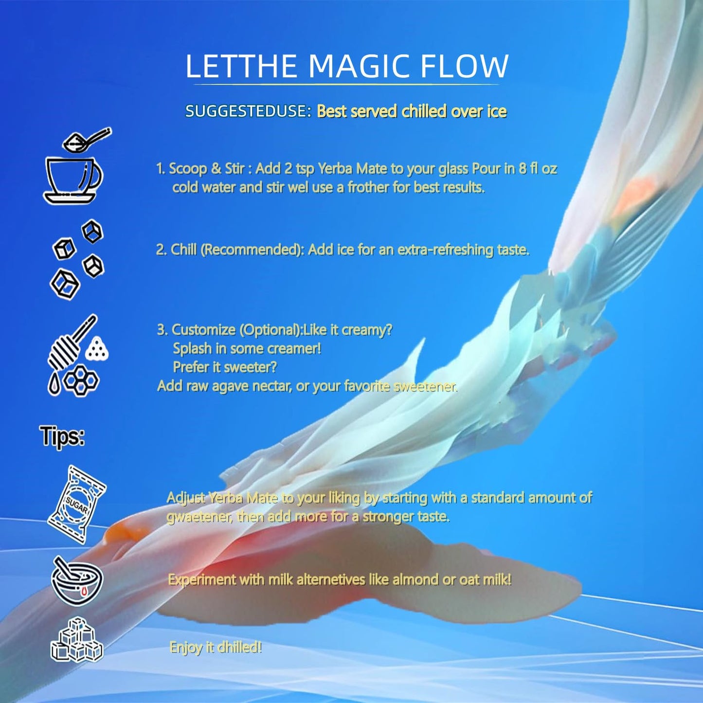 Yerba Mate Instant Tea 3-in-1 Super Drink Mix - Natural Extract, Boost Energy, Focus, Immunity & Gut Health .(30 Servings)