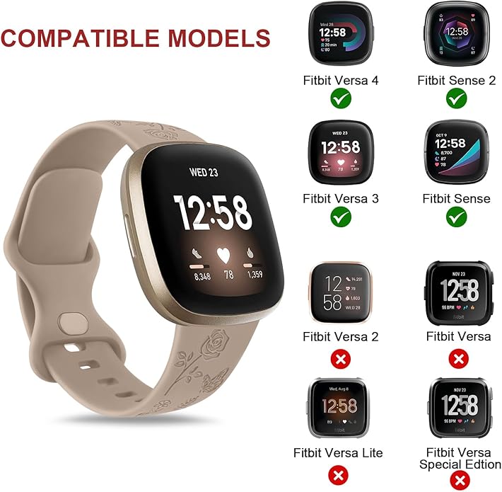 AK Floral Engraved Band Compatible with Fitbit Sense 2 / Sense Bands/Fitbit Versa 4 / Versa 3 Bands Women Men, Soft Sport Replacement Wristbands for Fitbit Sense 2 / Sense/Versa 4 / Versa 3 Smart Watch