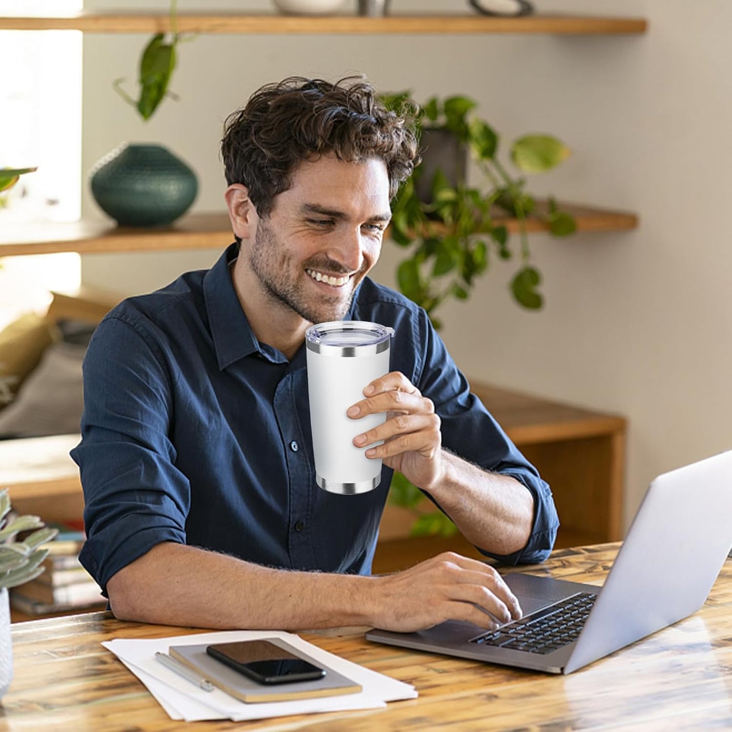 StarSpeed 20oz Tumbler Bulk with Lid, Stainless Steel Insulated Tumblers Double Wall Vacuum Insulated Travel Mug, Powder Coated Coffee Cups for Hot and Cold Drinks(White,1)