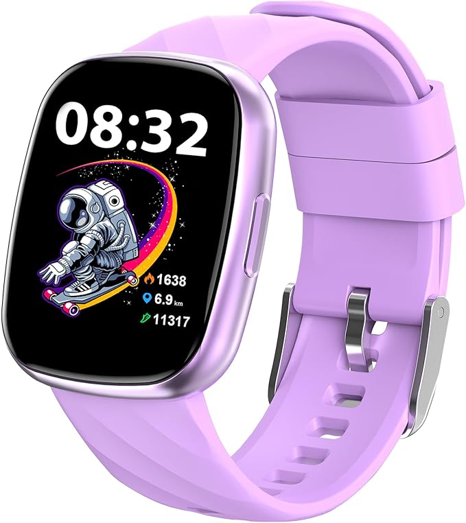 Smart Watch for Kids, Fitness Tracker with Pedometer, 100+ Sport Modes, Heart Rate, Sleep Monitor, Spo2, Calorie Step Counter, Fitness Watch 1.75"HD, Birthday Gifts for Girls Boys Teens 5-16 Purple