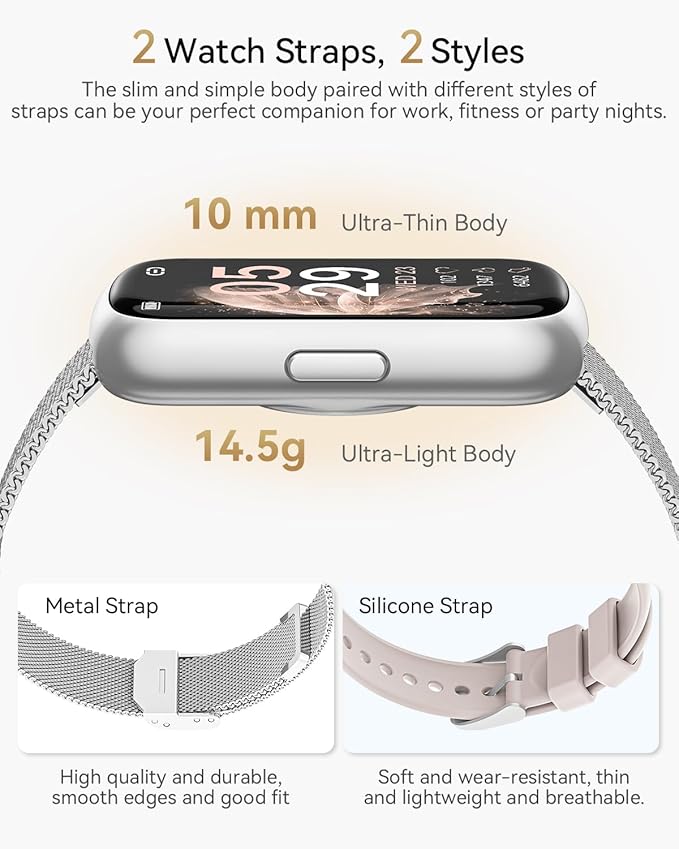 RUXINGX Fitness Tracker, Smart Watches for Women with Heart Rate/Sleep/Blood Oxygen Monitor, Fitness Watches for Women for Android/iOS Phones, IP68 Waterproof Watch (2 Bands)