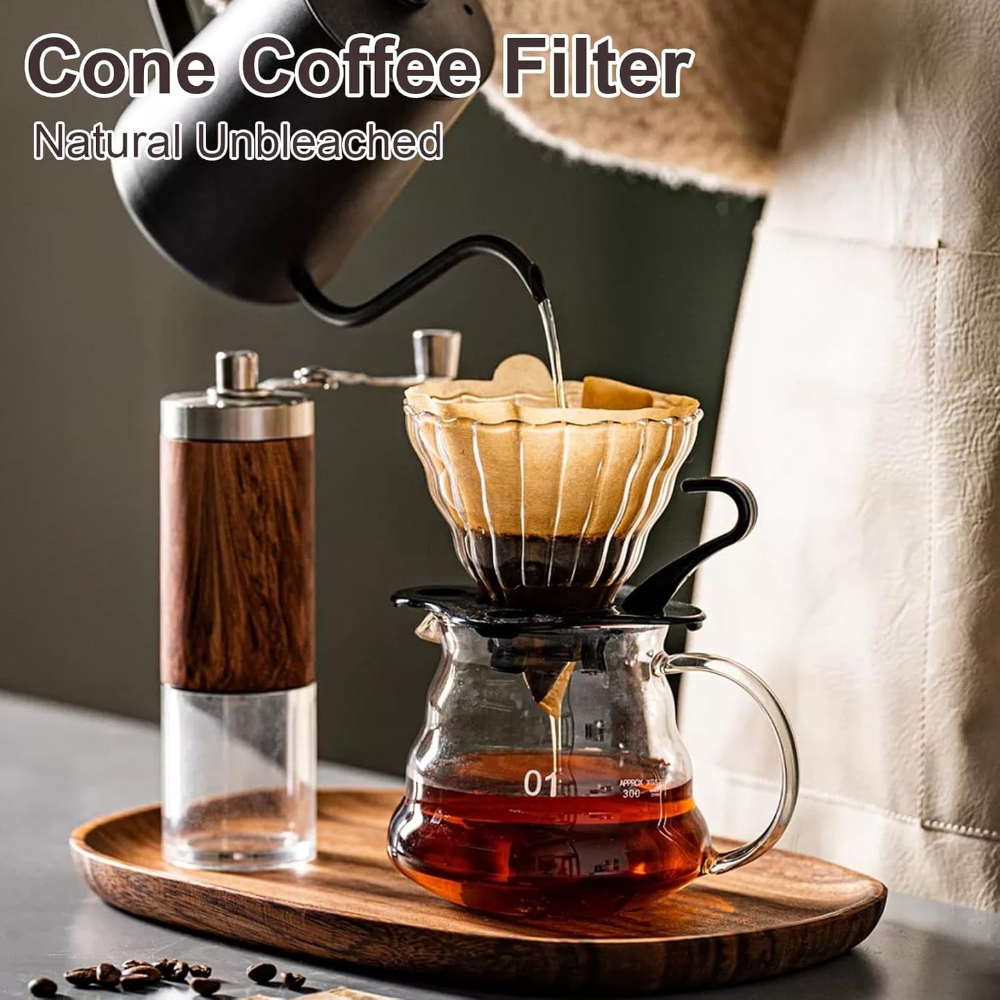 100 Count Coffee Filter #2, 2 Cone Coffee Filters Unbleached Natural 2 Cone Filters Paper Compatible with Drip and Pour Over Coffee Maker