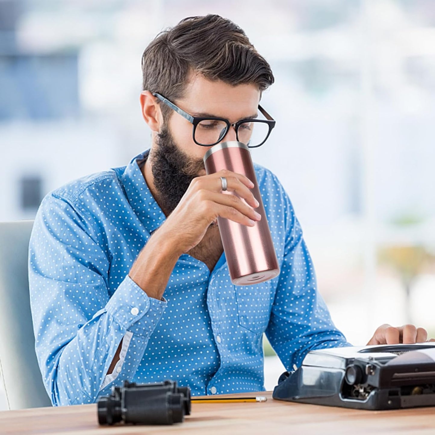 20 oz Skinny Tumblers with Lid and Straw,Stainless Steel Vacuum Insulated Tumbler Cup Double Wall Travel Coffee Mug, Thermal Water Tumbler for Hot and Cold Drinks(Rose Gold,4)