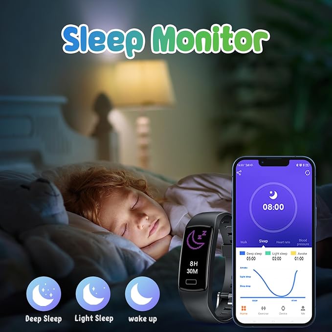 Smart Fitness Tracker Watch for Kids - Boys Girls Waterproof Smartwatch with Pedometer Heart Rate Sleep Tracking Alarm Clock Activity Tracker Calorie Step Counter Watch for Girls Boys Teens