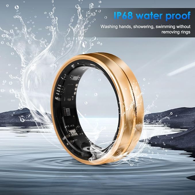 Smart Ring Fitness Tracker for Women Men - Waterproof Health Rings for Sleep Tracker, Heart and Blood Oxygen Monitor, Fitness Ring for Family Care,Step and Burned Calories Counter(8#)