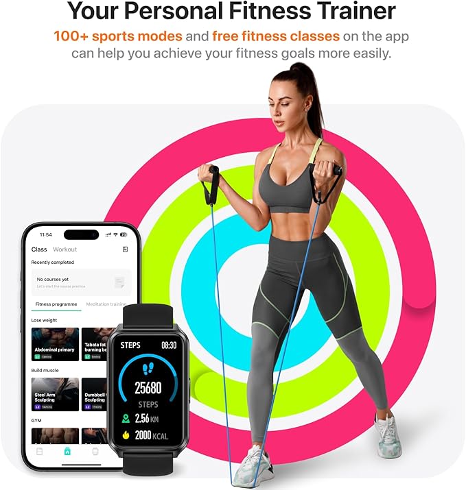 Smart Watch Fitness Tracker with Make Call 24/7 Heart Rate Blood Pressure Sleep Monitor, 100+ Sports Modes, Calorie Step Counter for Walking, IP68 Waterproof, Smart Watches for Women Men