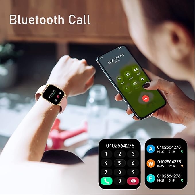 Smart Watch,1.85''HD Fitness Tracker Sport Smart Watches for Women Men with Call Heart Rate Blood Oxygen Sleep Track Step Counter 24 Sport Modes Smartwatch Waterproof Fitness Watch Android iOS