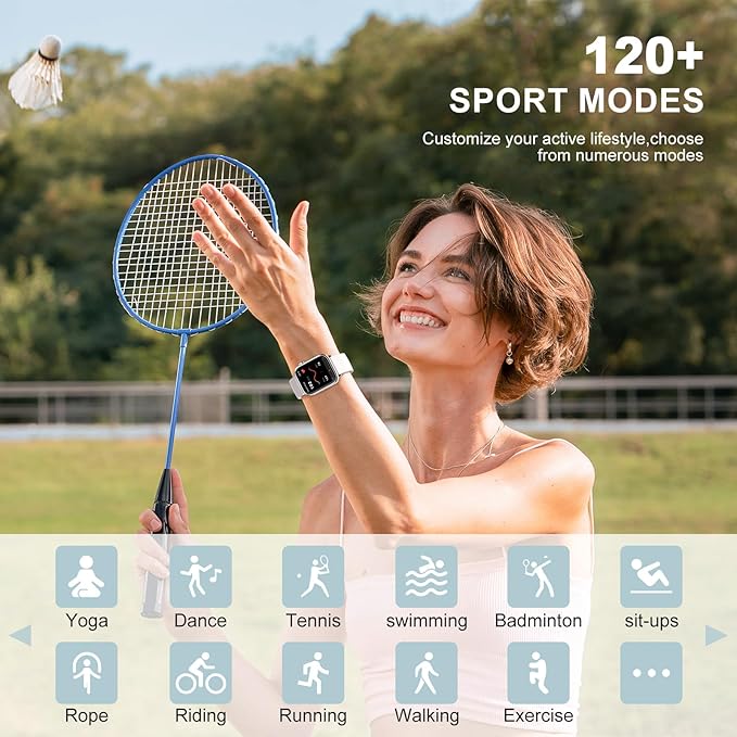 Smart Watch for Man Women Answer/Make Call, Fitness Watch with 120+ Sport Modes, IP67 Waterproof, Heart Rate/Sleep Tracker/Step Tracker/Blood Pressure Health Watch for Android iOS Phone (Silver)