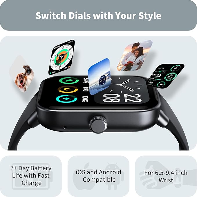 Smart Watches for Men, 1.8" Screen Activity Tracker, Heart Rate/Sleep/SpO2 Monitor, Make/Answer Calls, IP68 Waterproof Smartwatch for iPhone/Samsung/Android, 101+ Sport Modes Fitness Reloj Inteligente