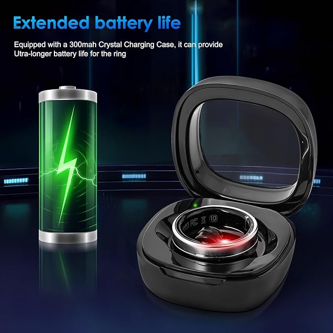 Smart Ring Fitness Tracker for Women Men - Waterproof Health Rings for Sleep Tracker, Heart and Blood Oxygen Monitor, Fitness Ring for Family Care, Health Monitor for Step and Calories Counter(7#)
