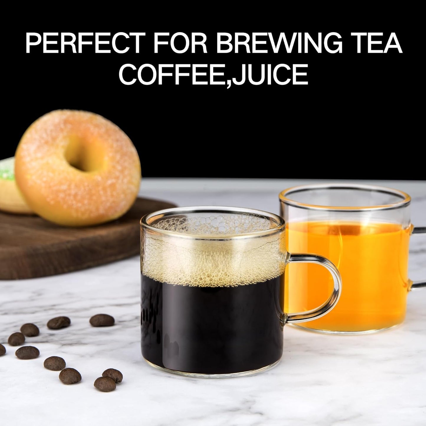 4-Pack 4oz Espresso Cups Espresso Shot Glasses with Handle, Small Glass Coffee Cups, Espresso Mugs Demitasse Cups Cappuccino Cup for Hot or Cold Latte, Tea, Microwave Dishwasher Safe