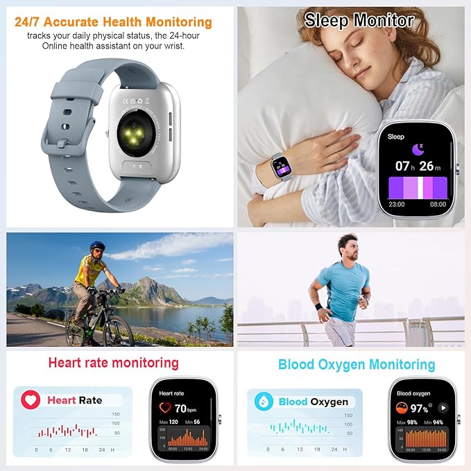 Smart Watch, 1.91" HD 2025 Smartwatch for Men Women (Answer/Make Call), 112+ Sports IP68 Waterproof Fitness Watch, Heart Rate/Sleep Monitor/Pedometer/Calories, Activity Tracker for Android iOS