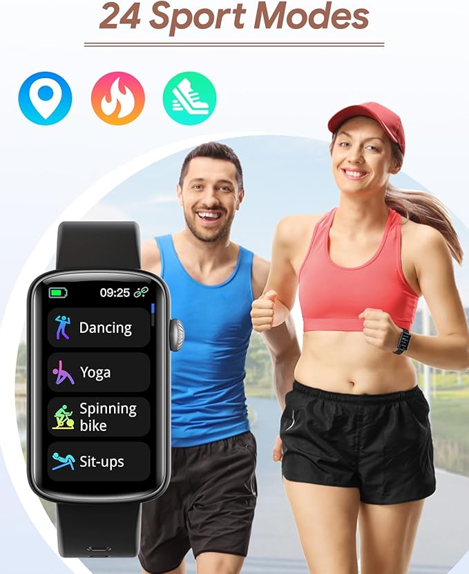 RUIMEN Fitness Tracker, Fitness Watches for Women Men with Heart Rate Monitor Blood Oxygen Sleep Tracker Pedometer, 1.47" Smart Watch Step Calorie Counter for Android iOS IP68 Waterproof (Black)