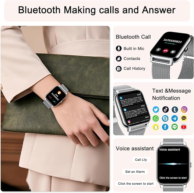 Smart Watch for Men Fitness Tracker: Waterproof Smart Watches for Men Digital Womens Watches Make/Answer Call Running Smartwatch Android Phone iPhone Samsung Compatible Heart Rate Monitor