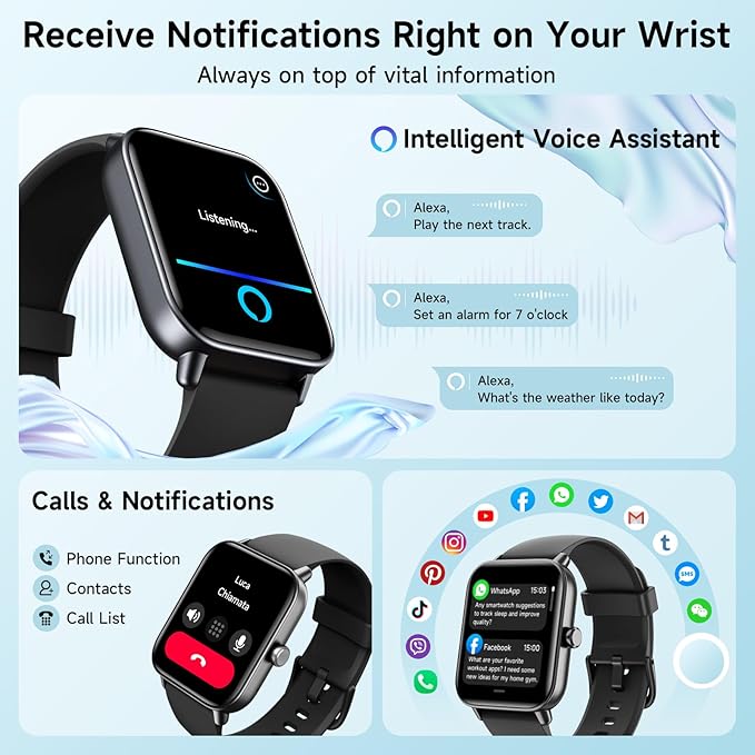 Smart Watches for Men, Alexa Built-in, 1.8" Smartwatch with Heart Rate/SpO2/Sleep/Stress, IP68 Waterproof Fitness Tracker with Bluetooth Call (Answer/Make), 101+ Sports Modes, for Android & iPhone