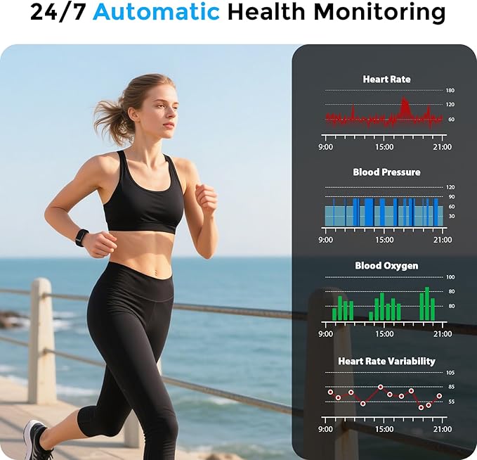 Smart Health Wristband, Bluetooth Connected Wearable Fitness Tracker, 127 Exercise Modes, 1ATM Water Resistant, Tracks Heart Rate/Blood Pressure/SpO2/Sleep/Steps