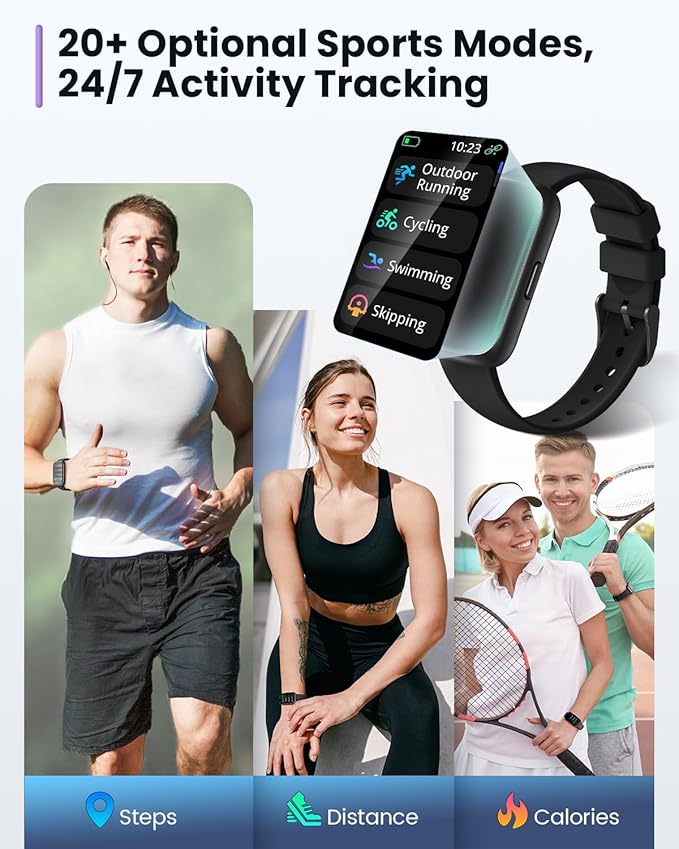 AKUMAKA Health Fitness Trackers for Women Men, Heart Rate/Blood Oxygen/Sleep Monitor, Calls Reminder/SMS/Notifications, Activity and Smartwatches for Android iPhone