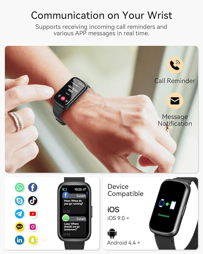 RUXINGX Fitness Watches for Women/Men, 20+ Sport Modes Fitness Tracker, Smart Watches for Women/Men with Steps/Calories Burned/Distance Tracker, Android Smart Watch for Phones