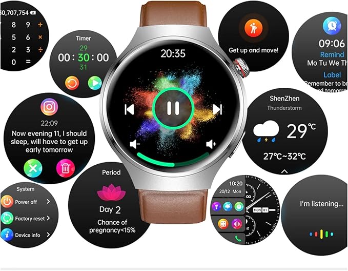 Smart Watches for Athletes The Elderly and Multi-Data Exercise Records IP68 Waterproof 1.43" HD Multi-Function Smartwatch with Calling 10 Days of Ultra-Long Standby Time After Charging (Black)