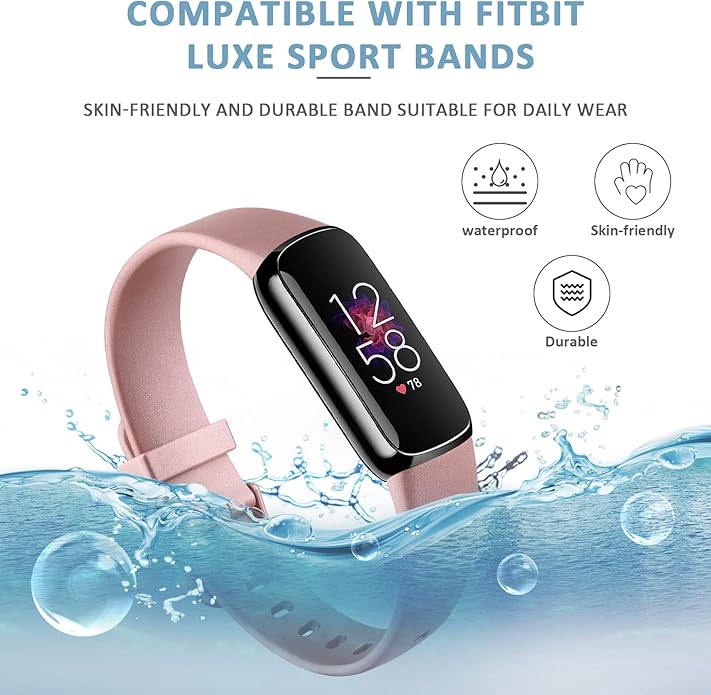 AK Sport Band Compatible with Fitbit Luxe Bands for Women Men, Soft Silicone Replacement Sport Straps Wristbands for Fitbit Luxe Fitness and Wellness Tracker