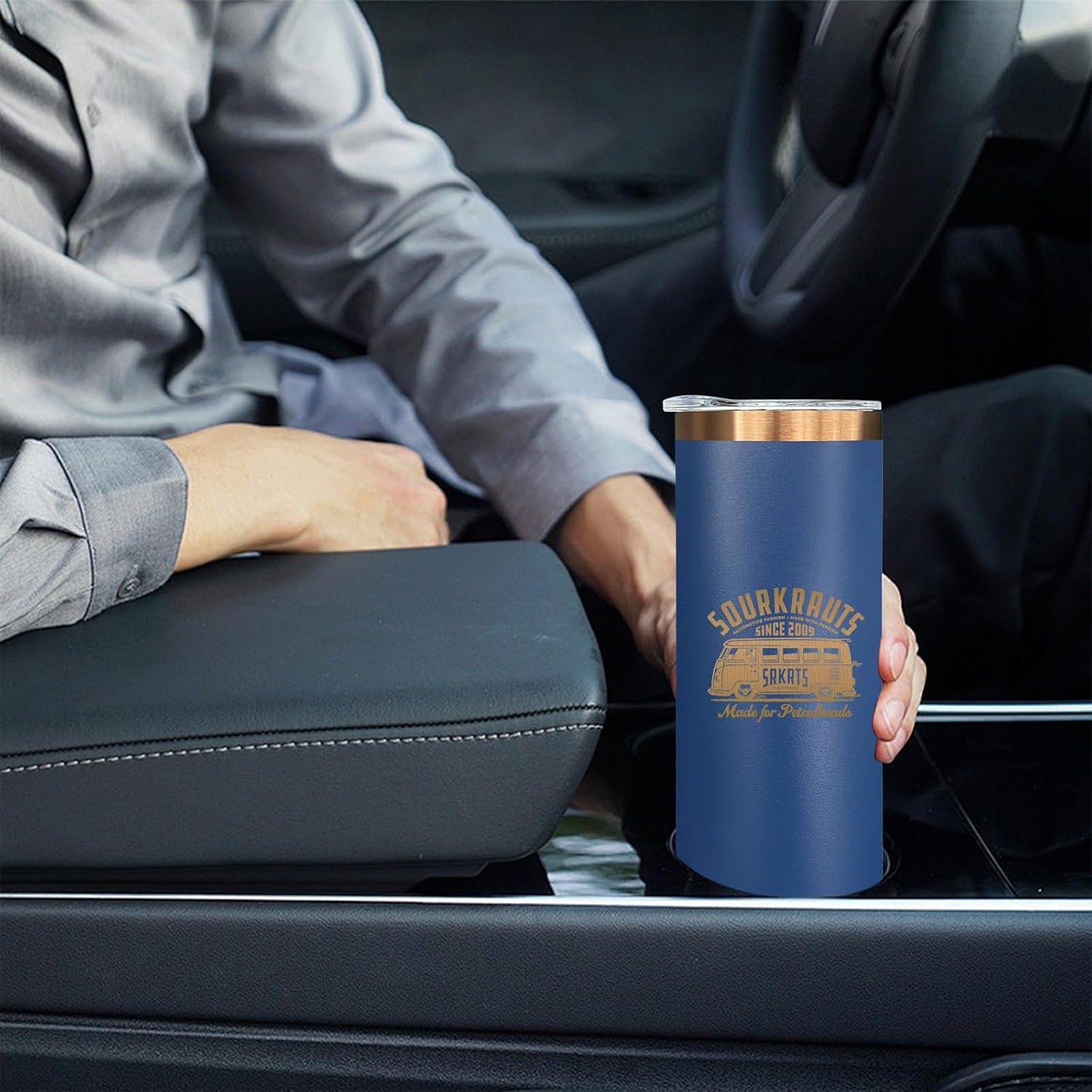 20 oz Skinny Tumblers Bulk 8 Pack, Stainless Steel Insulated Tumbler with Lids and Straws, Slim Double Wall Powder Coated Travel Coffee Mugs Reusable Cup for Hot Cold Drinks (Navy,8 pack)