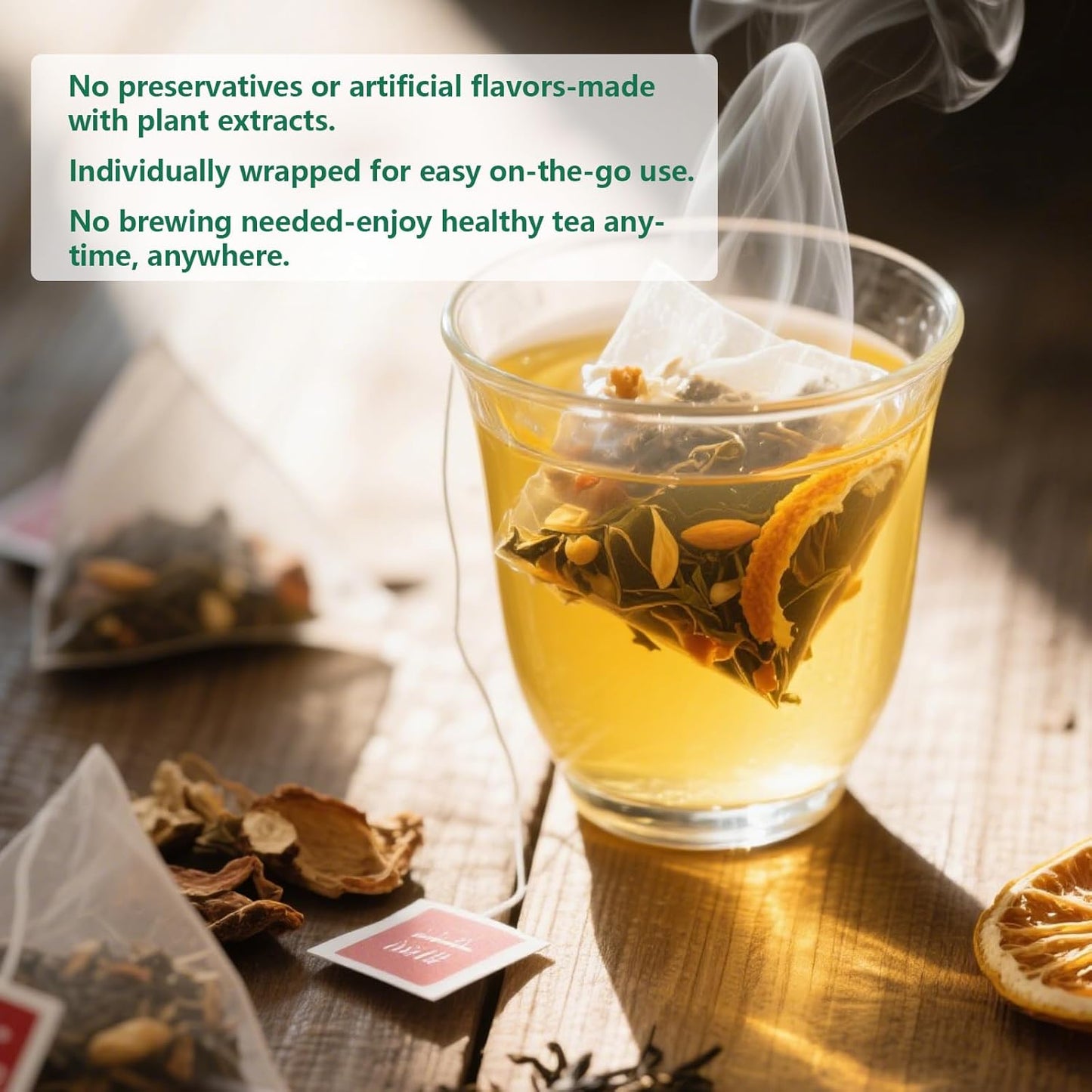 12 Tea Bags Chicory & Gardenia Herbal Tea - Gardenia, Chicory, Honeysuckle, Licorice, Tangerine Peel, Natural Sugar Free Blend, Vegan & Caffeine Free (1pc)