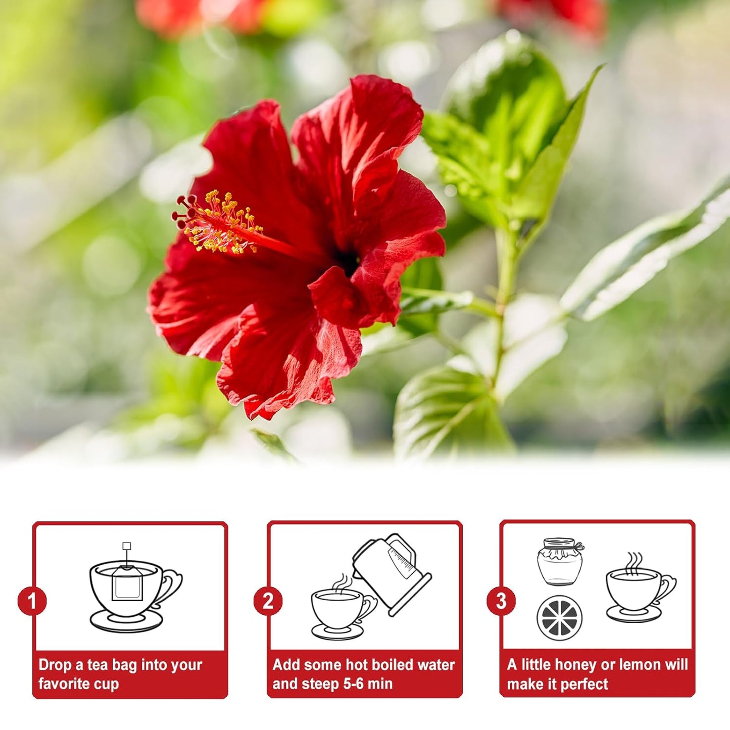 TEARELAE - Hibiscus Tea Bags - 2g x 80 Count - 100% Pure Hibiscus Flowers - Country of Origin Nigeria - Non-GMO - Caffeine-free - Aid Digestion & Support Heart Health