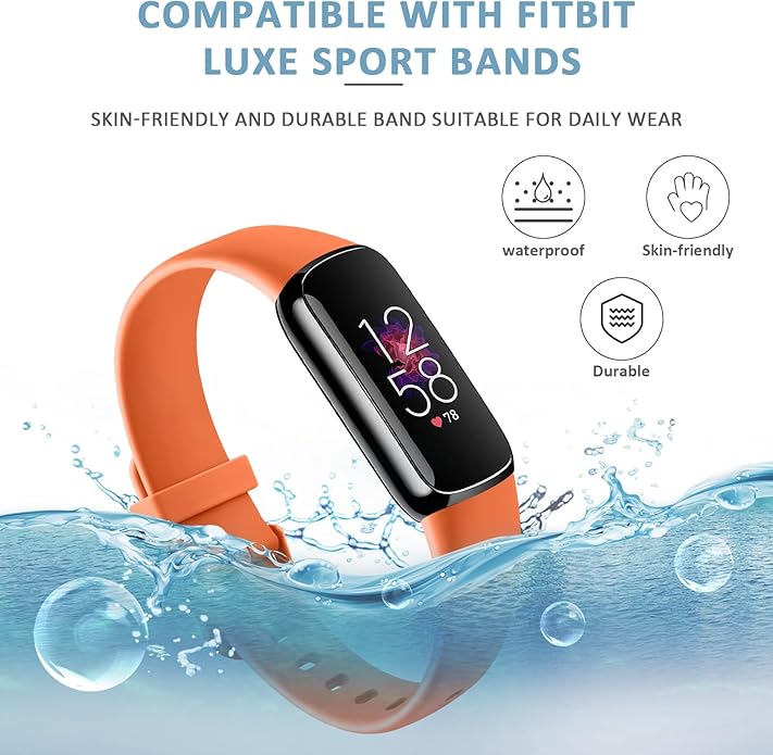 AK Sport Band Compatible with Fitbit Luxe Bands for Women Men, Soft Silicone Replacement Sport Straps Wristbands for Fitbit Luxe Fitness and Wellness Tracker