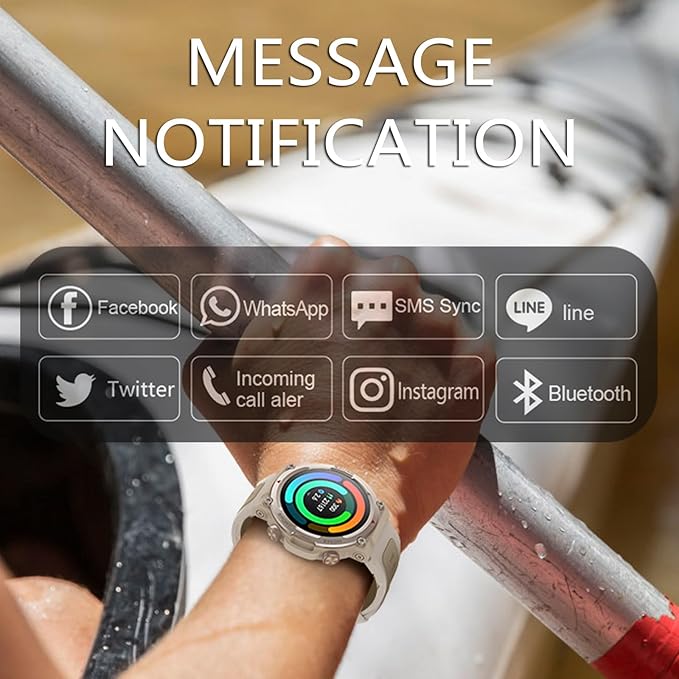 Smart Watches for Men Answer Make Calls Heart Rate Monitor Military Smartwatch for Android iOS Phones Blood Pressure Sleep Tracker Sports Pedometer Waterproof Fitness Watch