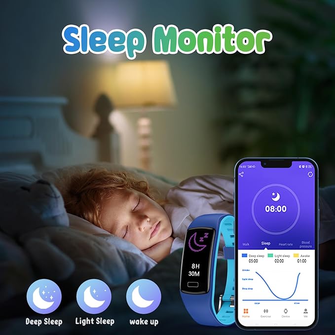 Smart Fitness Tracker Watch for Kids - Boys Girls Waterproof Smartwatch with Pedometer Heart Rate Sleep Tracking Alarm Clock Activity Tracker Calorie Step Counter Watch for Girls Boys Teens