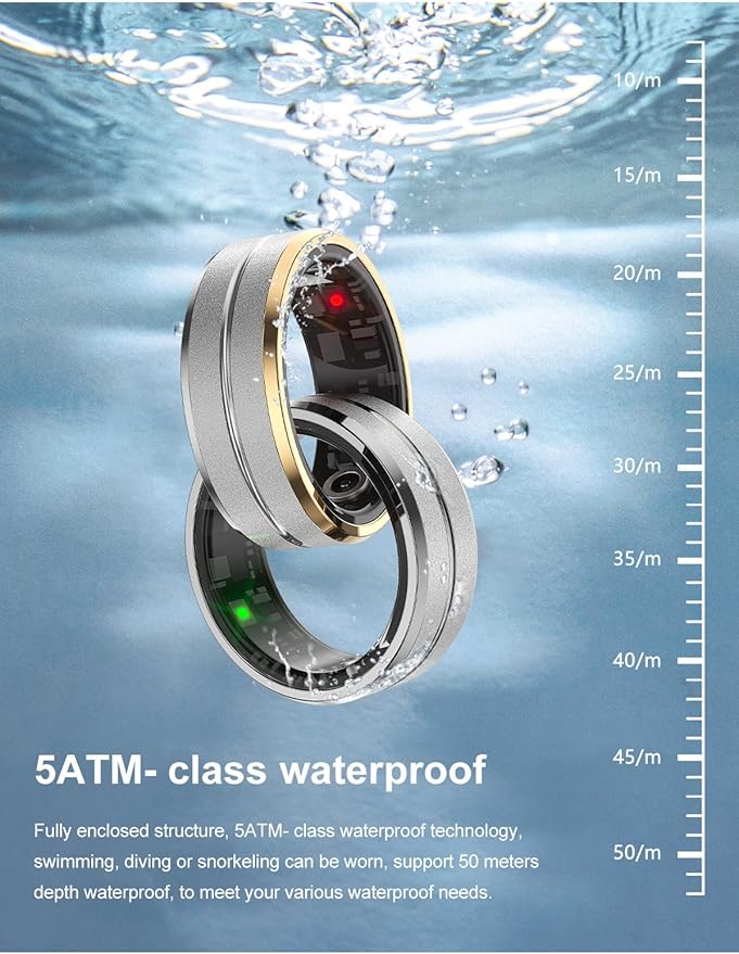 Smart Ring Fitness Tracker for Men and Women, Heart Rate & Blood Oxygen Monitor & Sleep Monitoring, Remote Selfie Control Ring, Waterproof Wearable Smart Rings (11)