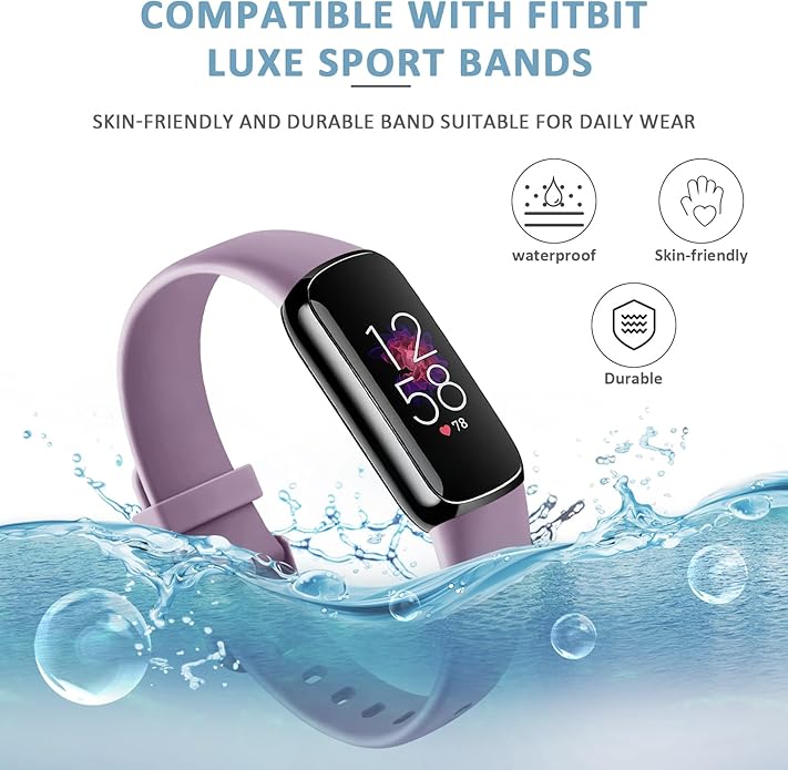 AK Sport Band Compatible with Fitbit Luxe Bands for Women Men, Soft Silicone Replacement Sport Straps Wristbands for Fitbit Luxe Fitness and Wellness Tracker