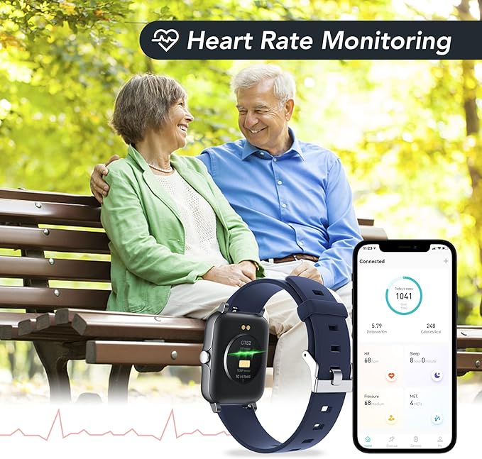 Smart Watch for Men and Women,IP68 Waterproof Fitness Tracker with Heart Rate and Sleep Monitor, Blood Pressure Blood Oxygen Tracking Smartwatch Compatible with Android iPhone iOS Phones