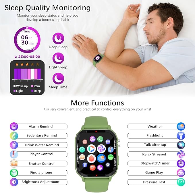 Smart Watches for Men (Answer/Make Call), Fitness Tracker with 123 Sport Modes, Heart Rate Monitor, Spo2, Step Counter, Sleep Tracker, IP68 Waterproof Sports Watch, Fitness Watch for iPhone & Android