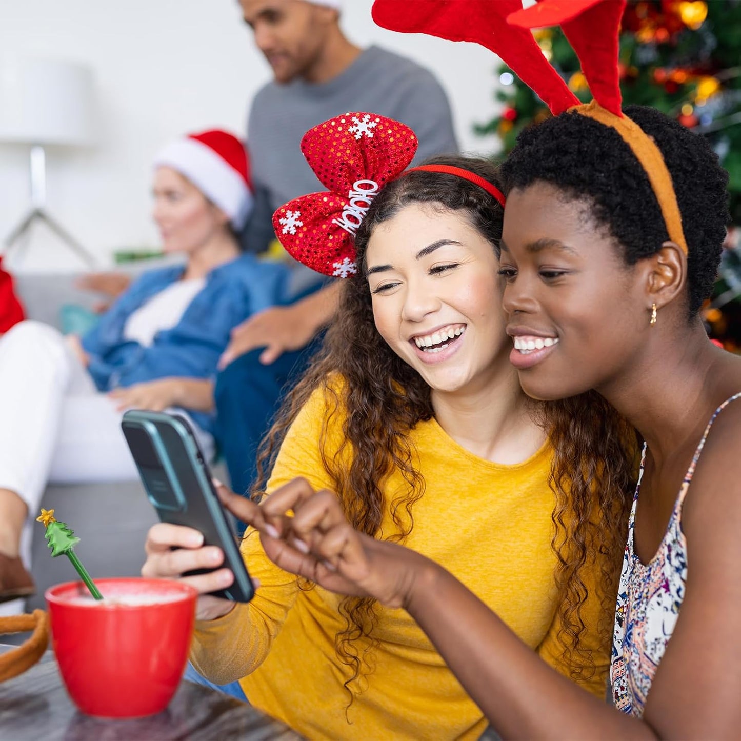 12 Pcs Christmas Glass Drink Stirrers 7 Inch Xmas Stir Sticks Reusable 3D Coffee and Cocktail Stirrers Hot Cocoa Bar Supplies for Holiday Party Favors (Christmas Tree)