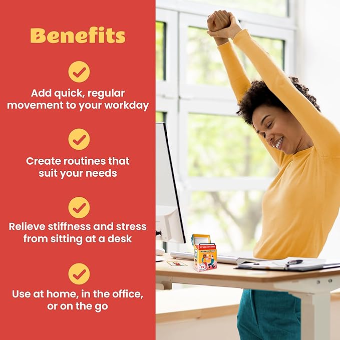 75 Desk Workout Cards – 50 Light Bodyweight 25 Stretches 3.5x2.5†Workstation