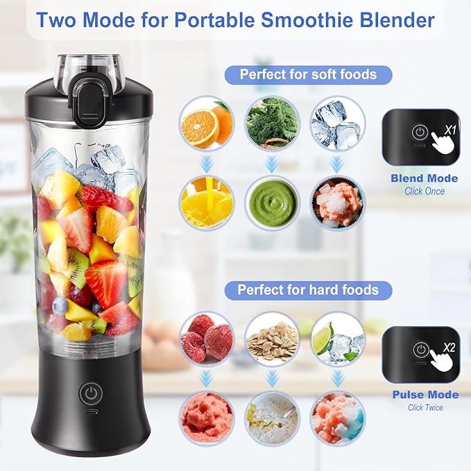 Small Personal Portable Blender for Smoothies and Protein Shakes, Smoothie Blender for Kitchen with 600ml Mixer Bottle Shaker for Home Gym, Kitchen Gadgets Juicer Machines for Fruit and Vegetable