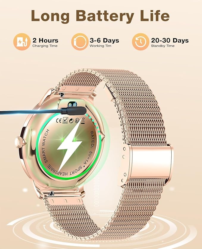SOUYIE Smart Watches for Women, 1.43" AMOLED Display Fitness Tracker with Bluetooth Make/Answer Call, Heart Rate/SpO2/Sleep Monitor, 100+ Sports Modes, IP67 Waterproof Smartwatch for Android iPhone