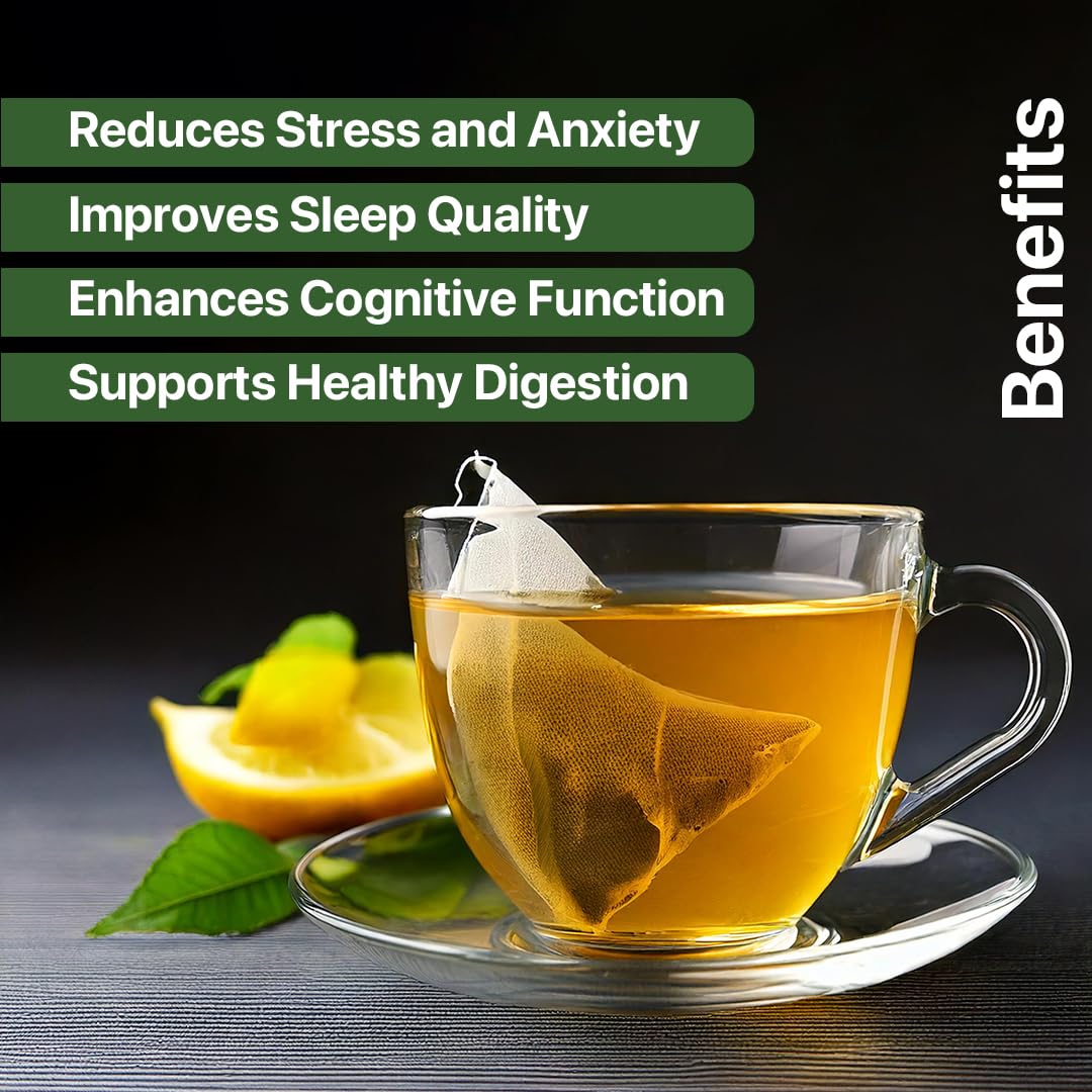 BLUE TEA - Lemon Balm Tea - 100 Count - Plant Based Tea Bag | RELIEVES STRESS - IMPROVES DIGESTION | Reduces Bloating | Refreshing Citrus Flavour - Leaf Based - Caffeine Free | Ziplock Pouch