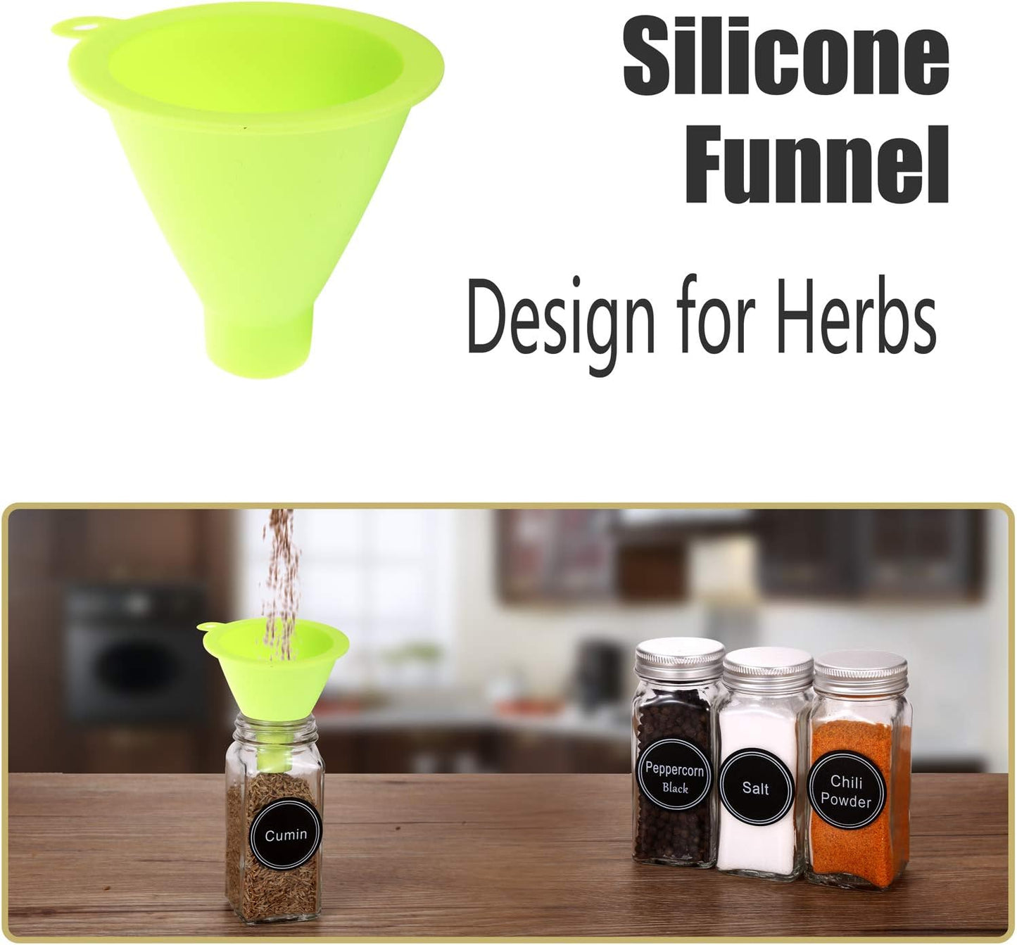 SWOMMOLY 36 Glass Spice Jars with 703 Spice Labels, Empty Square Spice Bottles 4 oz with Pour/Sift Shaker Lid, Airtight Cap, Chalk Marker and Funnel Complete Set