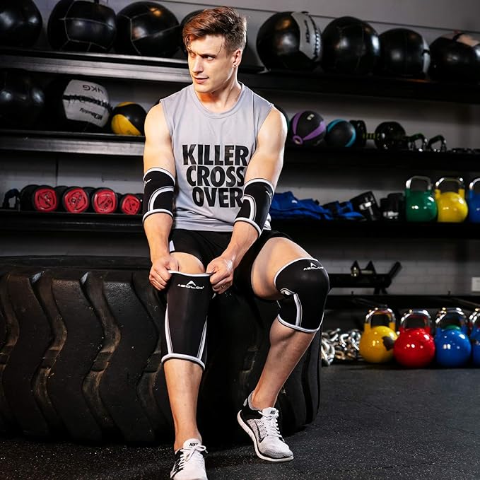 AEOLOS Knee Sleeves (1 Pair),7mm Compression Knee Braces for Heavy-Lifting,Squats,Gym and Other Sports (Medium, Black)